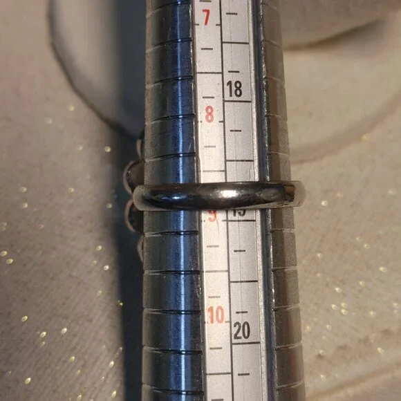 Whiting Davis Vintage Signed Silvertone Ring Size 8 Hematite Stone Oval Design - Picture 3 of 10